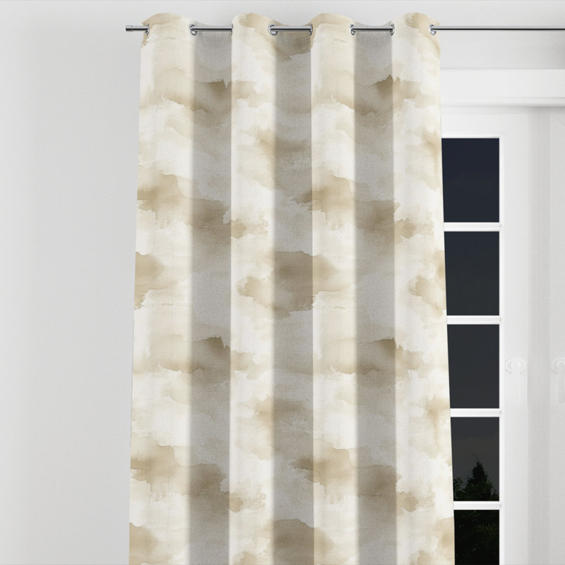 Rideaux Modern Window - rideau à oeillets crème abstrait Horizon - 1 panneau, L 52 po x L 84 po, Œillets argentés