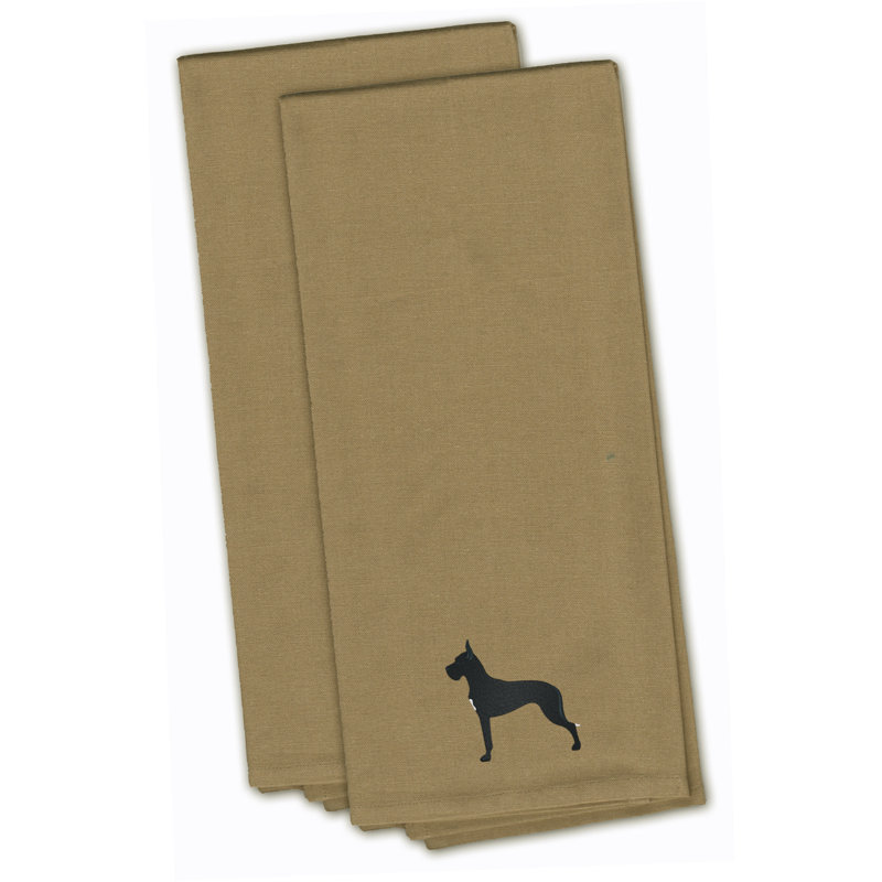 Serviette de cuisine à broderie brodée magnifique, Brun clair, H 28 po x l 19 po x P 0,1 po