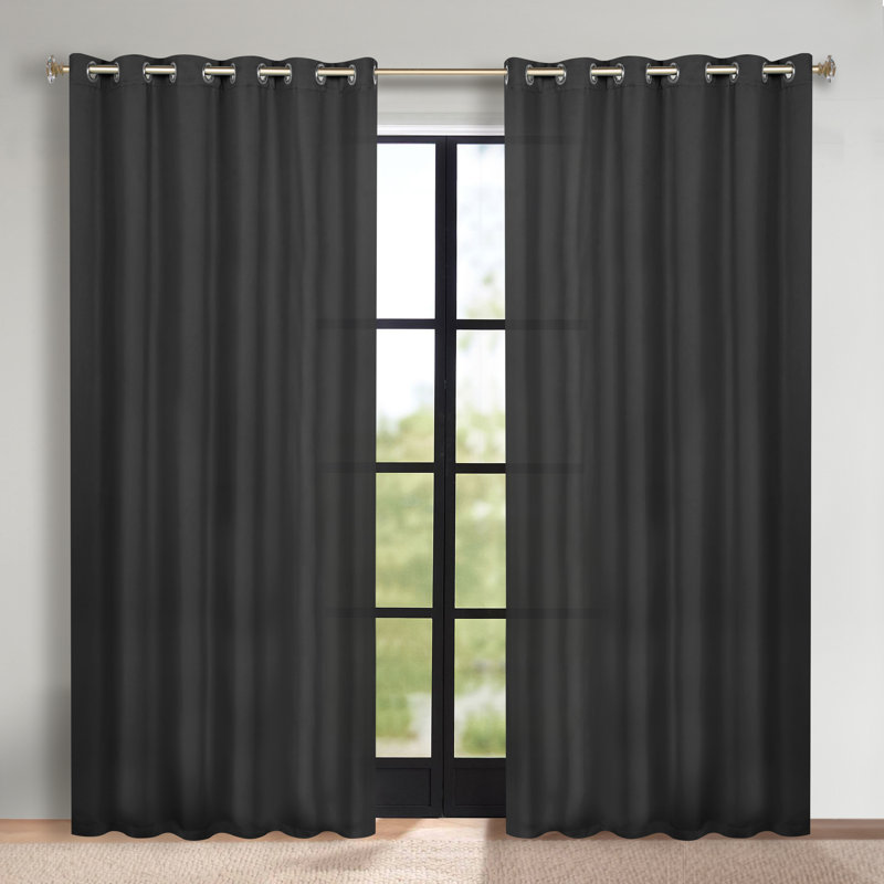 Paire de rideaux obscurcissant avec œillets Millendon, Noir, L 70 po x L 120 po