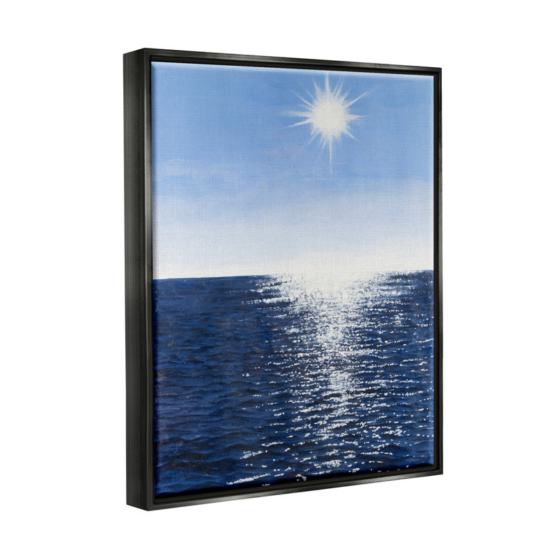 «Summer Sunlight Ocean Reflection Floater» par Michael Willett, H 21 po x l 17 po x P 1,7 po, Cadre flottant noir de jais