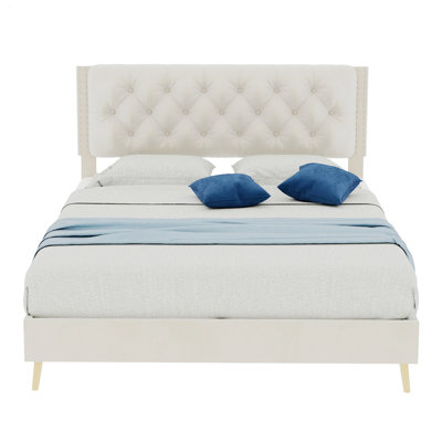 Upholstered Bed With Tufted Headboard