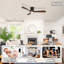 52 Inch Ceiling Fan With Light, 3 Solid Wood Blades,Remote Control,6-Speed Reversible DC Motor For Bed Room,Dining Room,Living Room.
