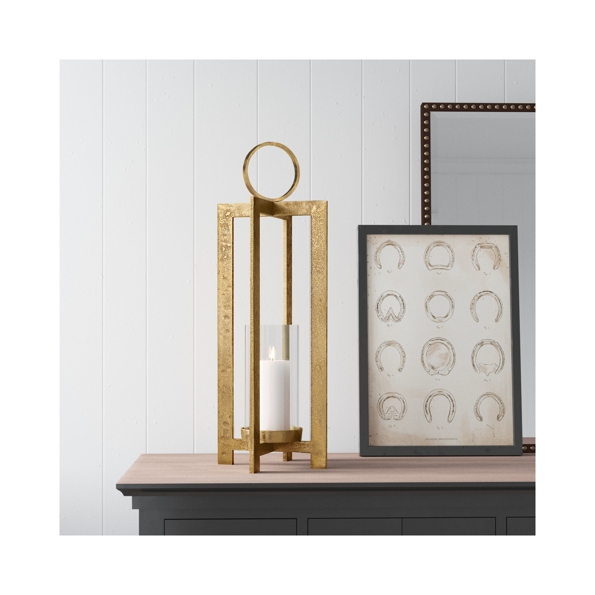 Barrow Lantern, Gold, 26" H x 8" W x 8" D