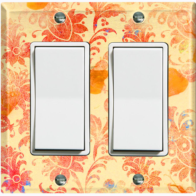 Plaque murale berçante à motif de fleurs orange et damas brun clair, Orange