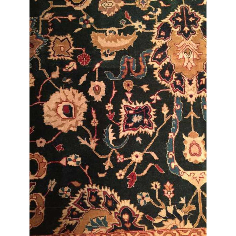 Tapis oriental noir / rouge en coton / laine 8 pi 11 po x 12 pi Xerenity