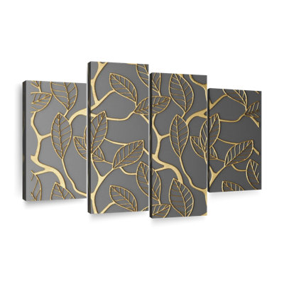 Treillis feuilles d'or 4 pièces