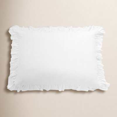 Lily Washed Linen Ruffled Classic Chic Romantic Farmhouse Pillow Sham