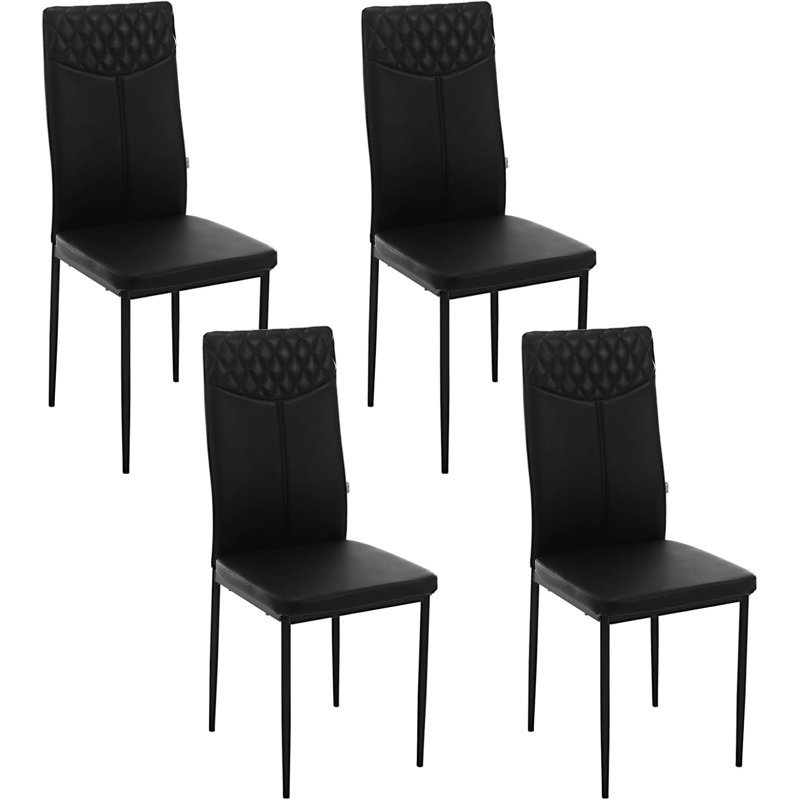 Eisine 47cm H Upholstered Metal Side Chair, Black
