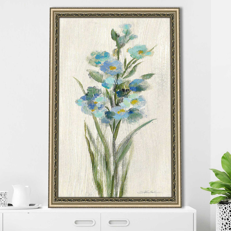 «Farm Flower IV Light» par Silvia Vassileva - peinture, H 39,5 po x l 27,5 po x P 0,75 po, Encadrement champagne