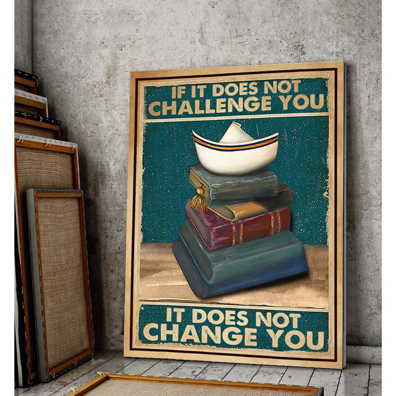 «Not défi you, not change you», toile tendue avec châssis - Illustration de motif décoratif, décoration intérieure bleue et brune