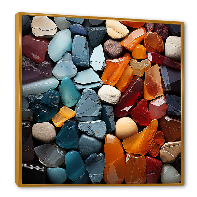«Angelite Spiritual Stones», impression sur toile encadrée, Cadre flottant doré, H 36 po x l 36 po x P 1,5 po