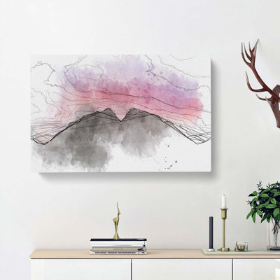 Mountain Mirror in Abstract - Wrapped Canvas Drawing - Wrapped Canvas