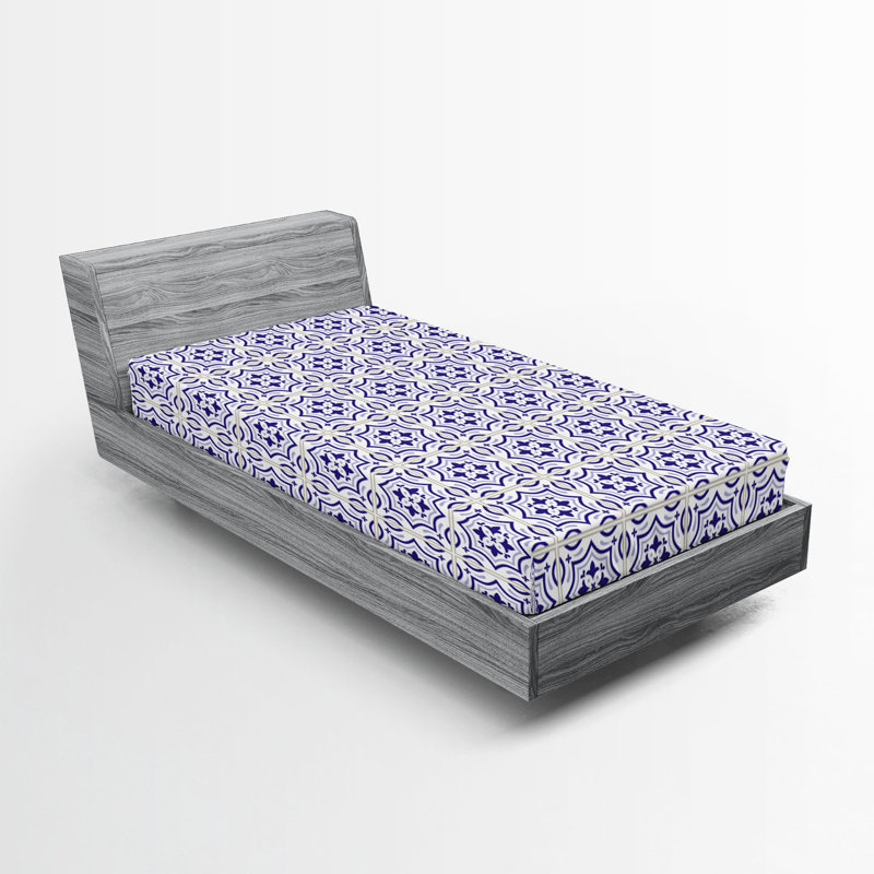 Drap-housse Ambesonne, paquet de 2, Drap-housse de taille simple, Violet / bleu / oriental gris