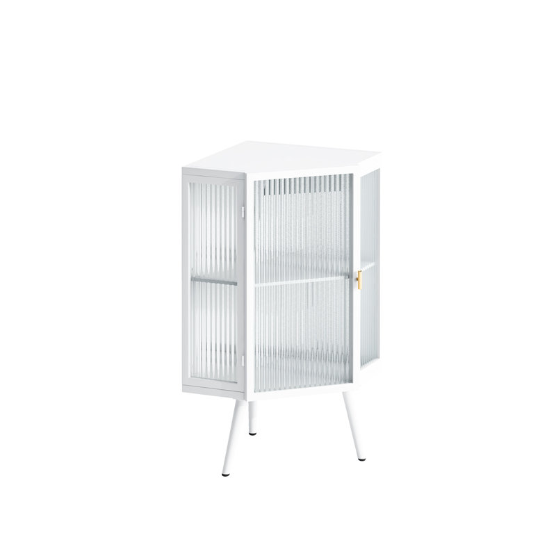 22.15" Corner Cabinet For Bathroom, Living Room, Bedroom - White With Storage Shelves & Glass Door, Simple Tempered Door 22.15", Fashionable Practical