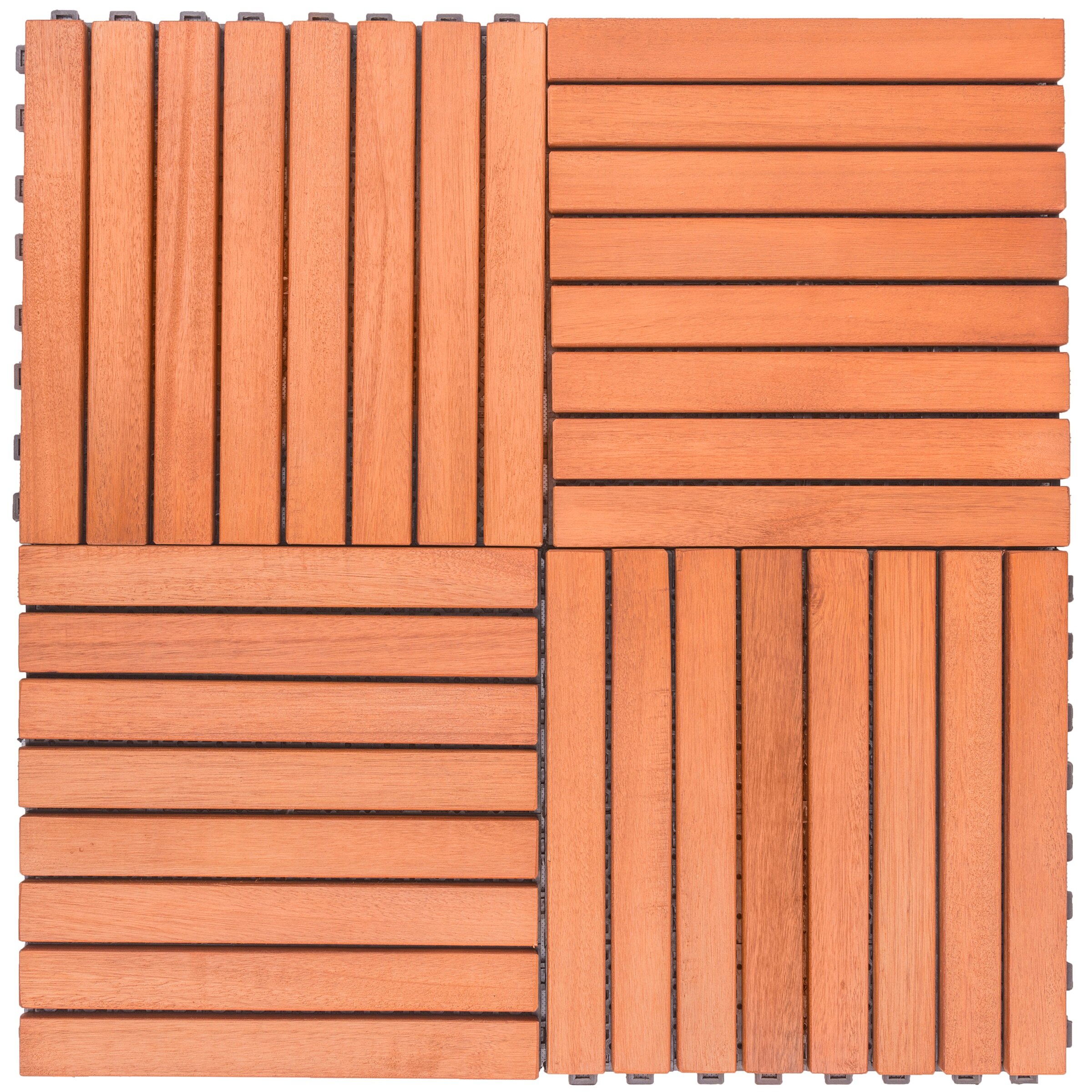 EZ-Floor 12 x 12 Teak Wood Snap-In Deck Tiles in Oiled