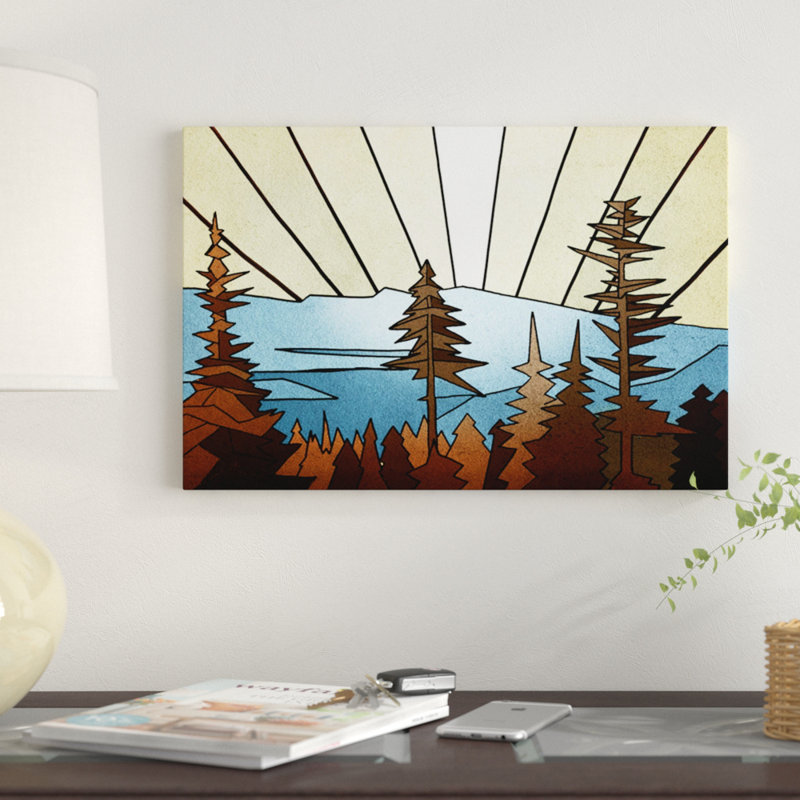 «Geometric Trees», impression sur toile, H 26 po x l 40 po x P 1,5 po, Pas de tapis, Toile tendue