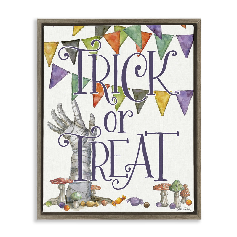 Cadre flottant SpellBond Trick Or traiter, design par Leslie Trimbach, Cadre flottant orme Montalcino, H 21 po x l 17 po
