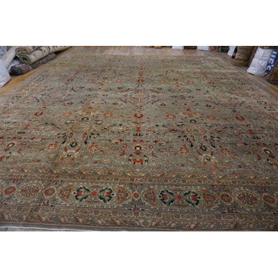 Antique Large Sivas Turkish Allover Geometric Knotted Rug