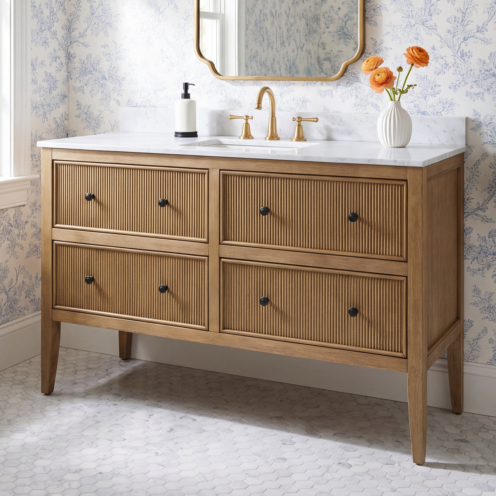 Keaton 60" Carrara Marble Single Bathroom Vanity