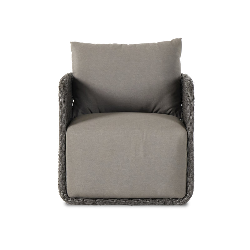Poillucci Swivel Wicker Outdoor Lounge Chair, Venao Charcoal, Vingtage Coal, Olefin