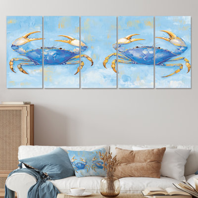 «Blue Yellow Coastal Crab Bataille», ensemble de reproductions d'art mural animaux