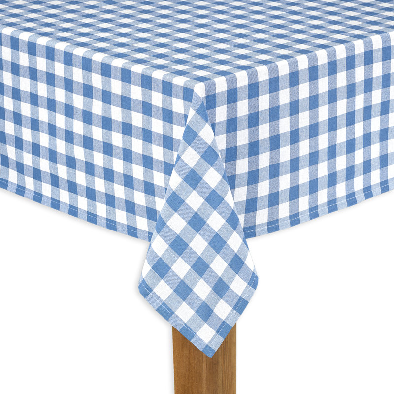 Andreas Gingham 100% Cotton Square/Oval Tablecloth, 60" W x 104" L, Navy