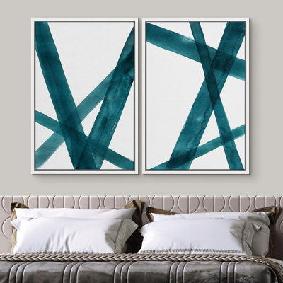 «Intersecting Lines Green Green Color Hues Geometric Shapes», 2 pièces sur toile