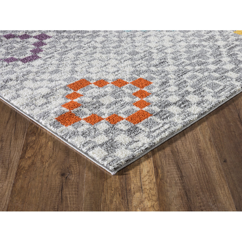 Tapis gris à motif géométrique Roslyn, Rectangle 5 pi x 7 pi