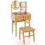 Tabouret de coiffeuse 23,5 "avec 2 tiroirs et tablettes de rangement ouvertes