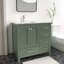 Meuble-lavabo autoportant 36 po Anvay en vert forêt avec plateau en marbre de Carrare-895541830-854504655