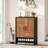 7-Shelf Rustic Tall Shoe Cabinet with Doors & Open Storage
