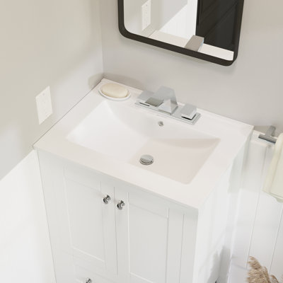 Comptoir de meuble-lavabo central blanc à 3 trous 24 po Swiss Madison