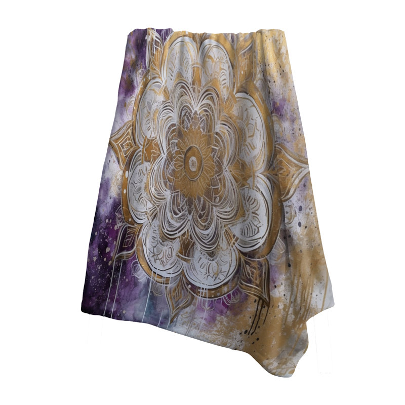 Jeté de salon mauve et doré Mandala I - Boho Mandala