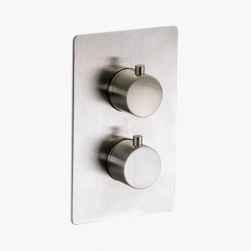 Metro Thermostatic 2-3 Way Shower Mixer - Wall Mount - 6" Brass/Matt Black, Brushed Nickel