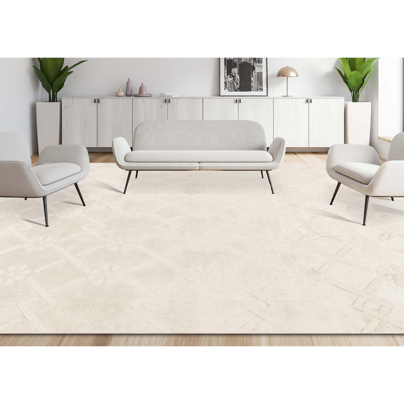 Hand Woven Geometric Area Rug, Rectangle 9' x 12'