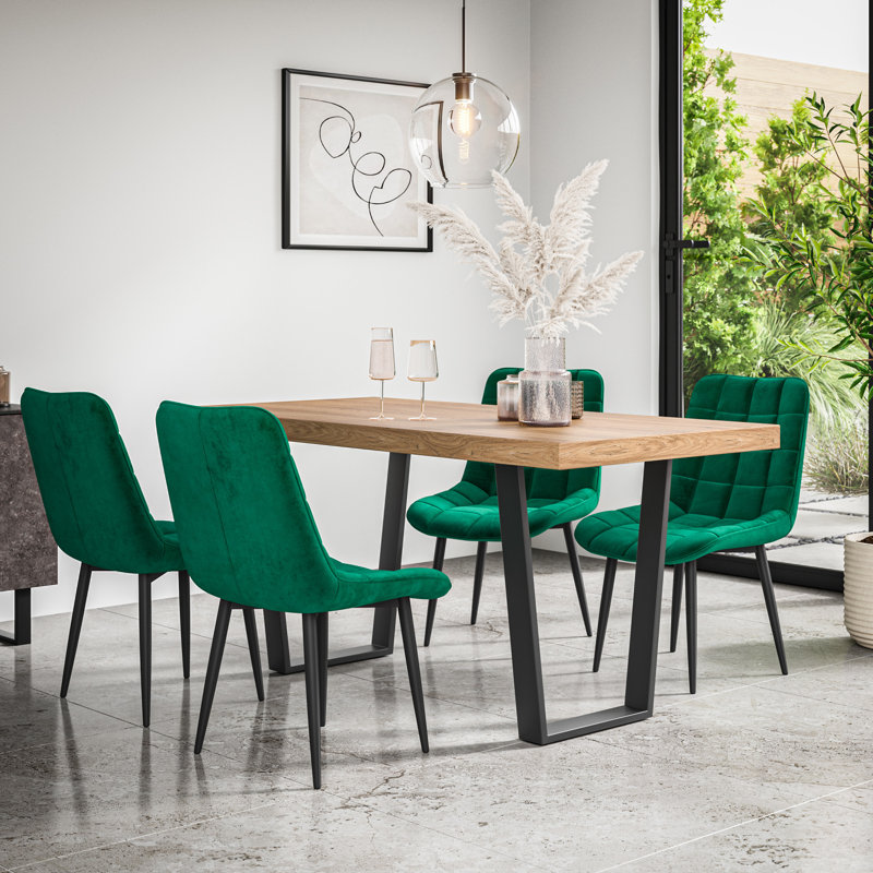 Wapella 4 - Person Dining Set, Oak/Black/Grey