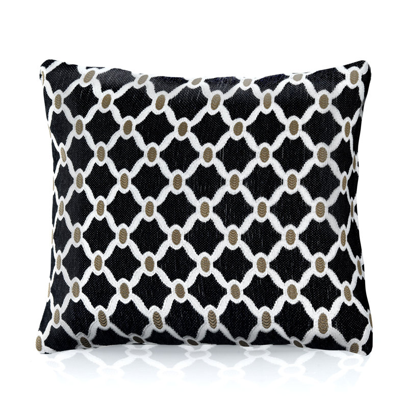 Beauville Geometric Square Throw Cushion, 45 cm H x 45 cm W x 15 cm D, Black