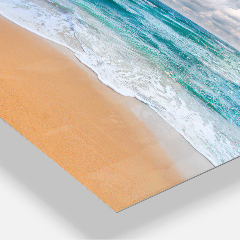 Reproduction de photo sur toile tendue, "mer de mer pacifique" sous les nuages blancs modern beach, Métal