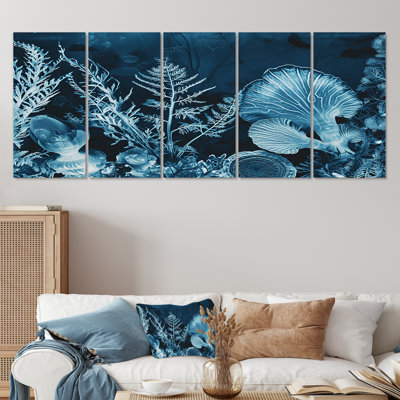 Rizzo - Coastal Coral Under Water Wall Art Canvas 5 Piece
