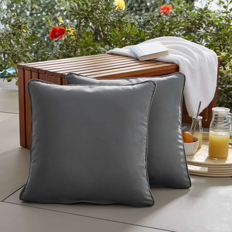 Housse de coussin d'extérieur carré Selene, Gris anthracite Fresco, H 22 po x l 22 po
