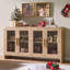 Modern Thicken Curved Sideboard Buffet Storage Cabinet With 4 Glass Doors And Adjustable Shelves-1437070807