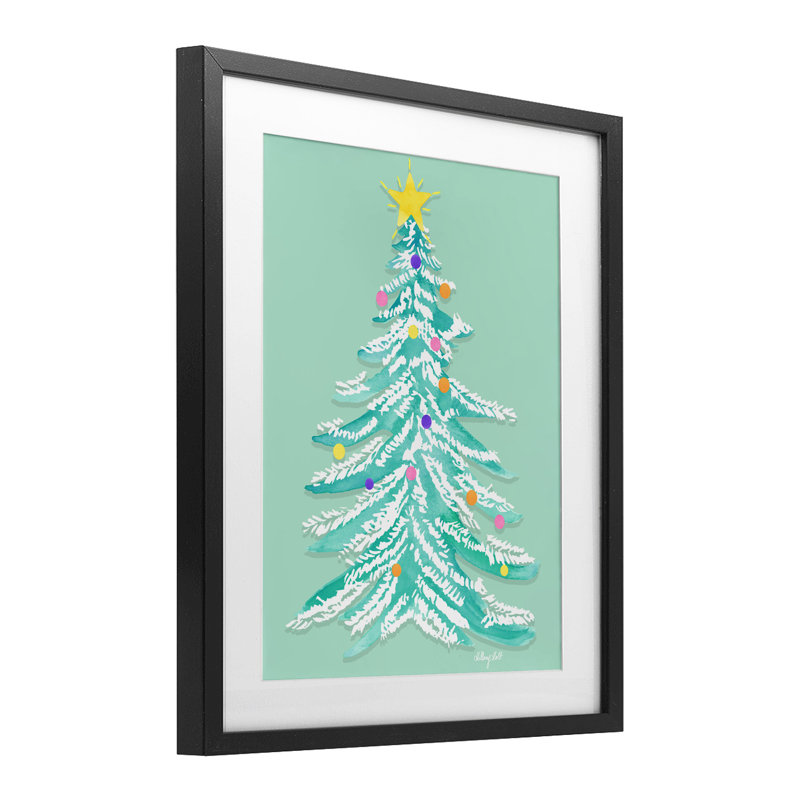 «Pastel Christmas Tree Whimsy», reproduction encadrée sous verre, conception de Hillary Holt, Noir, H 16 po x l 13 po