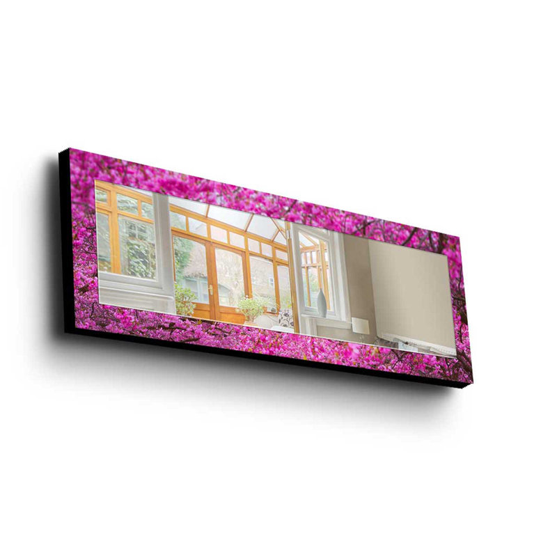 Elegant Decorative Mirror with 100% Pine Wood Frame, 15.7 x 47.2 inches | Real Glass Mirror (Thickness: 0.2 inches) | Stylish Fabric Painting | Ideal for Living Room, Bedroom & Entryway Decor