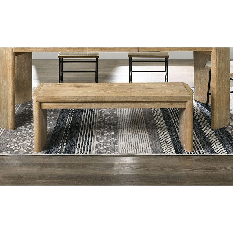 Banc de salle à manger contemporain en chêne avec revêtement en bois massif et placage, l 50,5 po x P 16 po H 18,5 po, fini en bois d'hévéa d'ingénierie