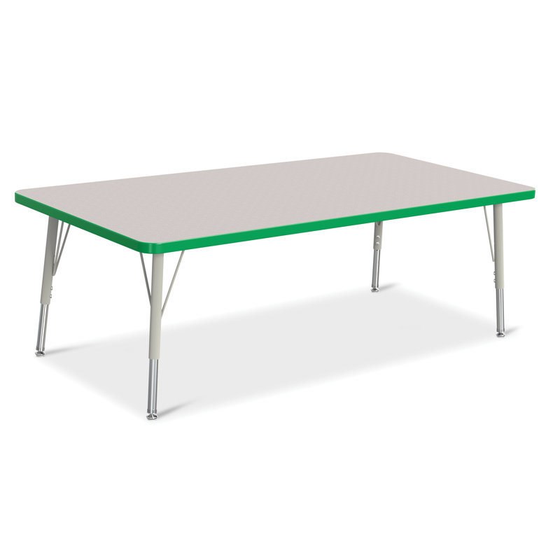 Table rectangulaire Berries, 30 po x 60 po, Gris et vert, Jambe standard élémentaire 15" - 24"