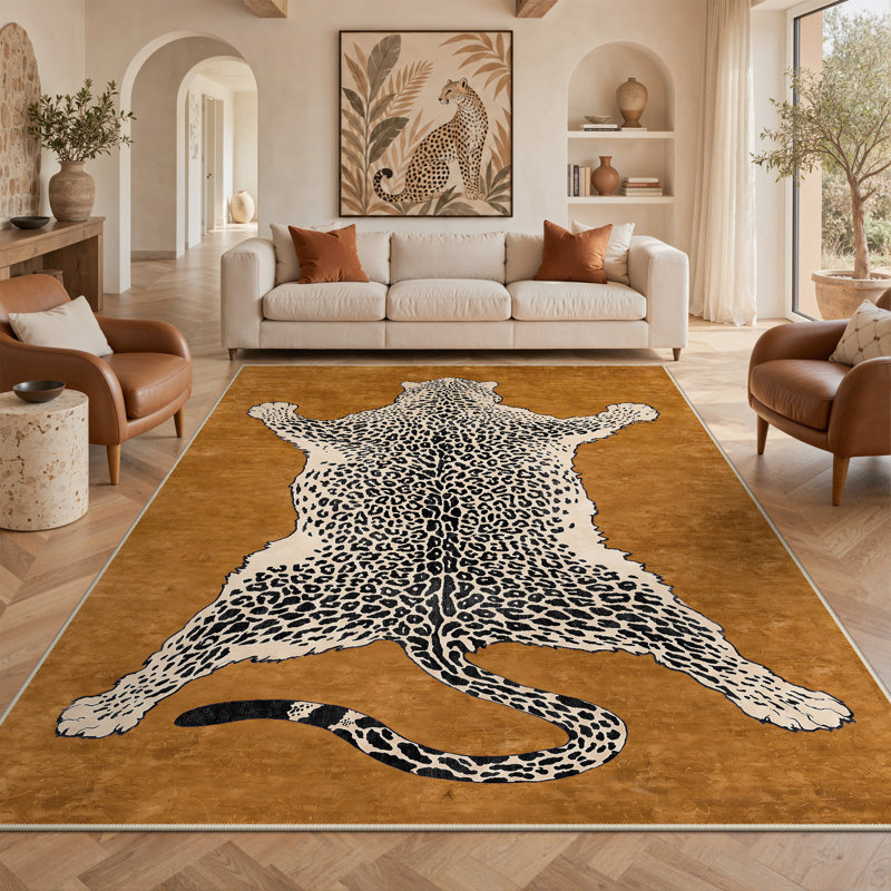 Tapis brun / beige / noir à motif animalier Alinda Talon, Brown / Beige / Black, Rectangle 9 pi x 12 pi