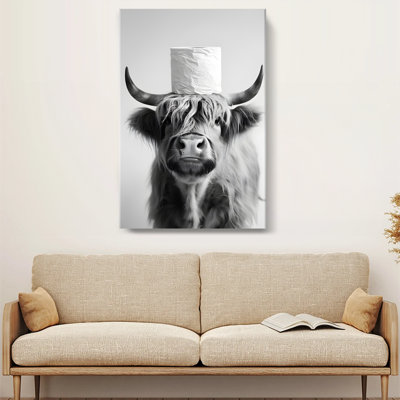 «Humble vache avec papier hygiénique» humoristique en noir et blanc