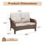 Canapé d'extérieur deux places en résine tressée PE de 126 cm avec coussins d'assise profonds beiges, résistant aux intempéries