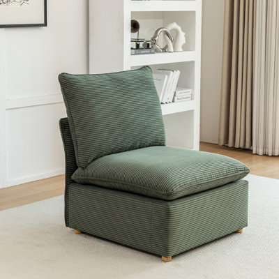 Chaise d'appoint en velours côtelé avec coussins Hepworth
