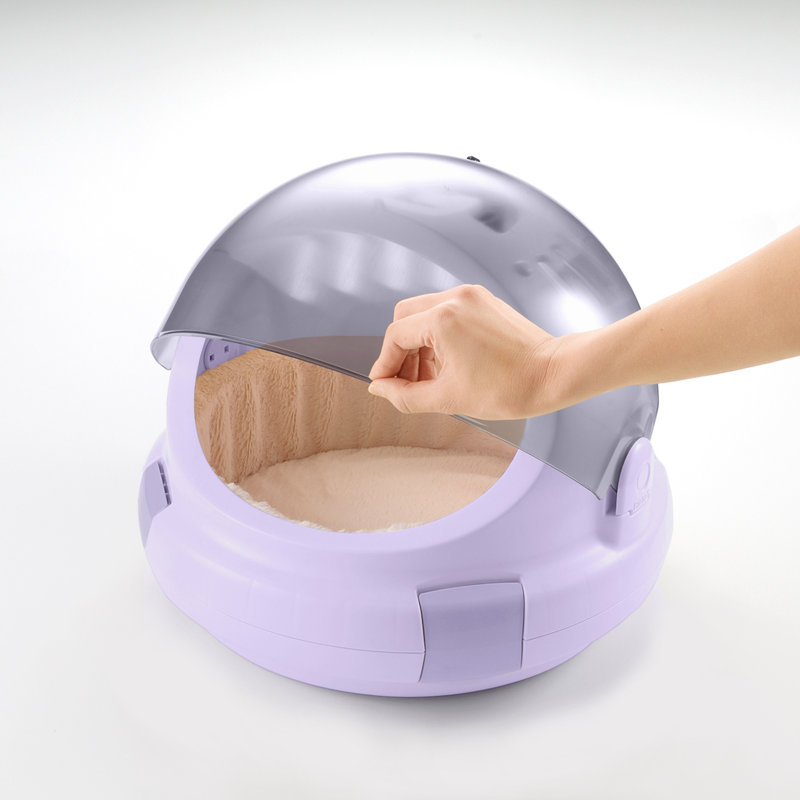 Lavender Plastic Space Capsule Pet Carrier and Bed